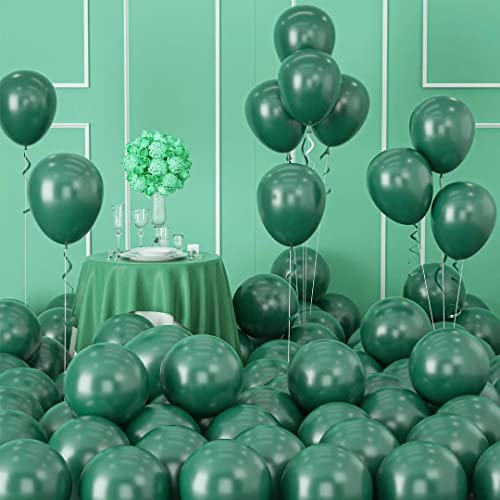 Globos verdes, 100 unidades, 25,4 cm, color verde oscuro, látex, globos verdes, globos para fiestas, globos de helio para cumpleaños, fiestas de bebés, Navidad, fiestas de la selva, decoración Cover