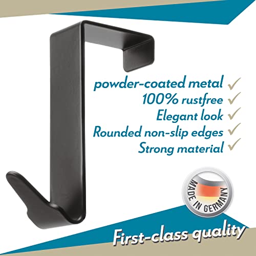 Menz Over Door Hook 4 Pack Black, Stable Overdoor Hanger. Rust-Free Door Hangers for Clothes 4.1cm Fit. 15kg Coat Hanger - Image 2