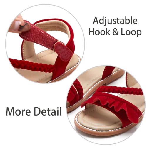 Image of ESTINE Toddler /Little Kid Girls Dress Cross Strappy Open Toe Sandals Princess Flats Summer Flower Girl Shoes