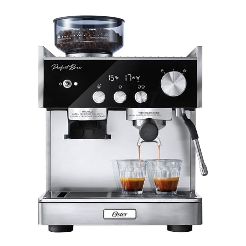 Consejos para Comprar Capuchinera Oster los mejores 5. 43 Oster® Cafetera para Espresso Perfect Brew Máxima, Tecnología Thermoblock Doble y 2 Bombas de Presión, 15 Bares, Espresso, Latte, Incluye Accesorios Profesionales, Acero...