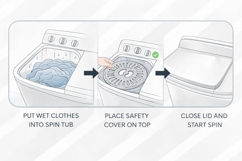 Image of Saftey Cover /Dryer Spin Cap Suitable for LG 6.2kg /6.5kg /6.8kg /7kg /7.5kg. Semi Automatic Washing Machine Spinner Safety Cove /LID Gray (Diameter: 24.5cm) (Pack of 1) Durable Replacement Part
