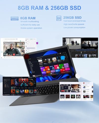 Image of 14 Inch Laptop Computer Business Laptop for Student Work, 8GB RAM 256GB SSD, FHD IPS Display, Pentium 6500Y (Up to 3.4GHz), Fast Charging, Type-C, Quad Speakers, HDMI, USB3.2, BT5, WiFi 5