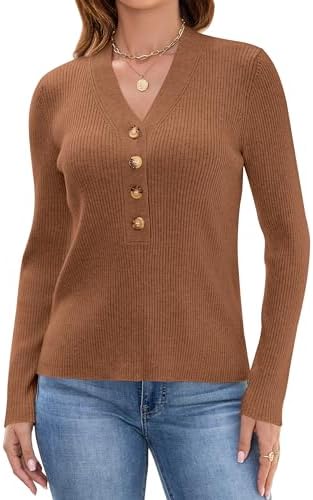 Blooming Jelly Womens Dressy Sweater V Neck Pullover Lightweight Long Sleeve Bussines Casual Tops Fall Old Money Clothes
