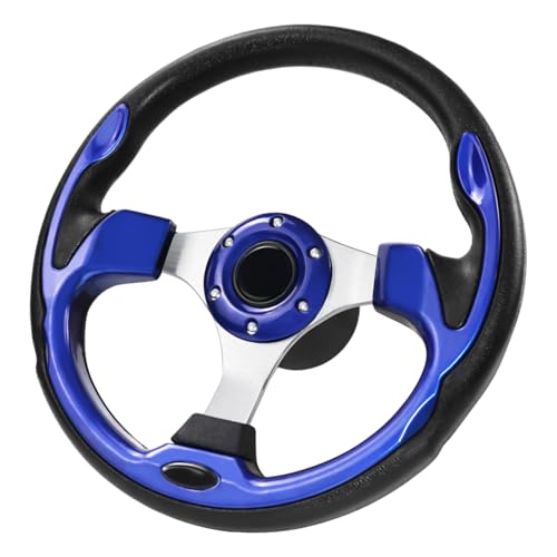 QYMOPAY 12.5inch Boat Steering Wheel 3/4 Inch Axle Marine Steering Wheel Adapter Anti-Slip Carbon Fiber for Boats Yachts Pontoon Boats Blue
