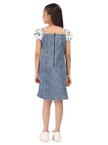 Image of Blue Color Printed A-Line Casual Dresses