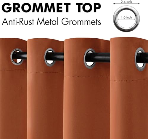 Image of MIULEE Rust Blackout Bedroom Curtains Drapes 96 Inch Long 52 inchx96 inch | Grommet Top, Room Darkening Window Drapes, Privacy Protection, Thermal Insulated, Heat Blocking, Light Blocking