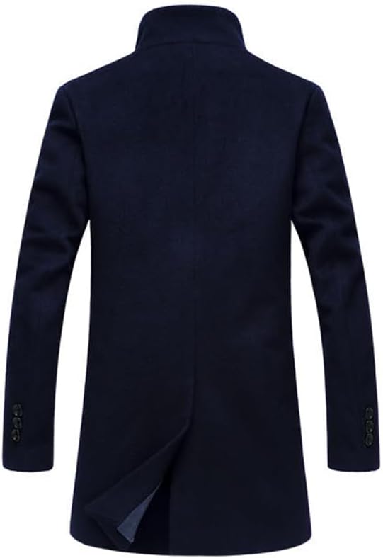 Lavnis Men's Trench Coat Long Wool Blend Overcoat Slim Fit Down Topcoat - Image 2