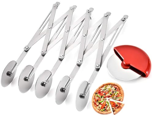 5 Ruedas Cortador de Masa, Corta Pizzas de Acero Inoxidable Ruedas de Masa Acero Inoxidable Cortador Masa Set de Cortador de Pizza para Hornear, Pastelería, Pan