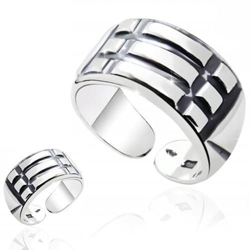 ZELYA Atlantis - Anillo de plata 925 ajustable para hombre y mujer, amuleto de protección energética, anillo de plata abierta, joya con significado, caja de regalo grabada