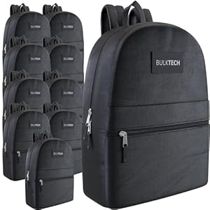 5 Pack Classic Backpacks in Black – Wholesale Bulk Bookbags for Kids, Ideal for Schools, Charities, and Organizations Seeking Durable and Reliable Backpacks