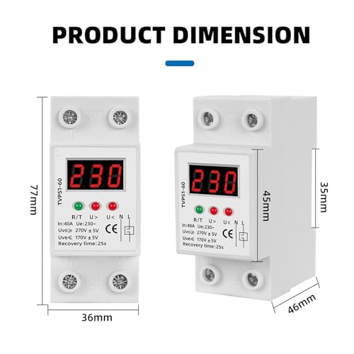 Protector de voltaje ajustable de carril DIN 63A 230V con relé de sobretensión 2