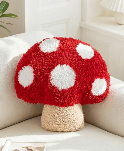 Kokaaee Mushroom Shaped Throw Pillow - Cute Decorative Plush Throw Pillow for Couch Sofa or Living Room 13.8 x 13.8 Soft Stuffed Cushion for Home Decor