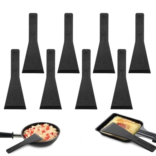 HJZHII Juego de 8 espátulas para raclette, espátulas de nailon (13,5 x 5 cm, negra), para sartenes antiadherentes para queso, parrillas, gourmet, sartenes, fondue