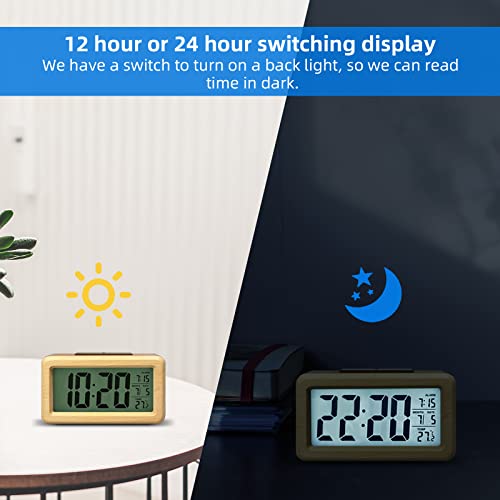 Everwood HEDC0021 Wooden Digital Battery Operated Alarm Clocks thumb #4