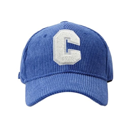 CLSSLVVBN Chapeau léger à pression avec lettre C pour femme, casquette de Baseball en velours côtelé, en fibres acryliques, à la mode, pour un ajustement confortable, bleu