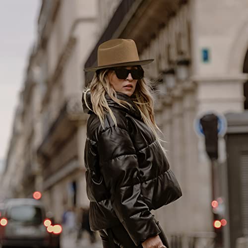 Image of Open Road Hat Fedora Hat Pure Wool Felt Hat Vintage Rancher Hat Airway Vented Panama Hats for Men Women