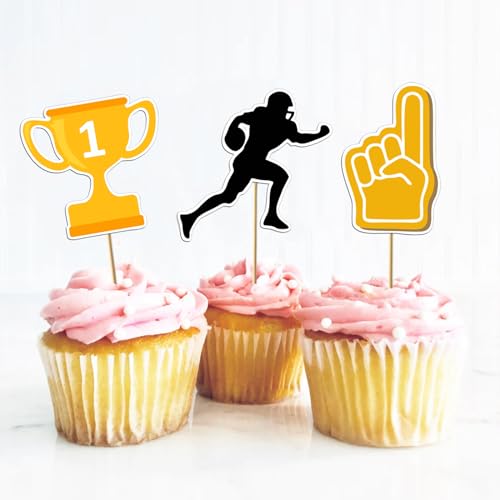 Boweurois FC297 32Pcs Football Cupcake Toppers Super Bowl Birthday Party Decorations thumb #4