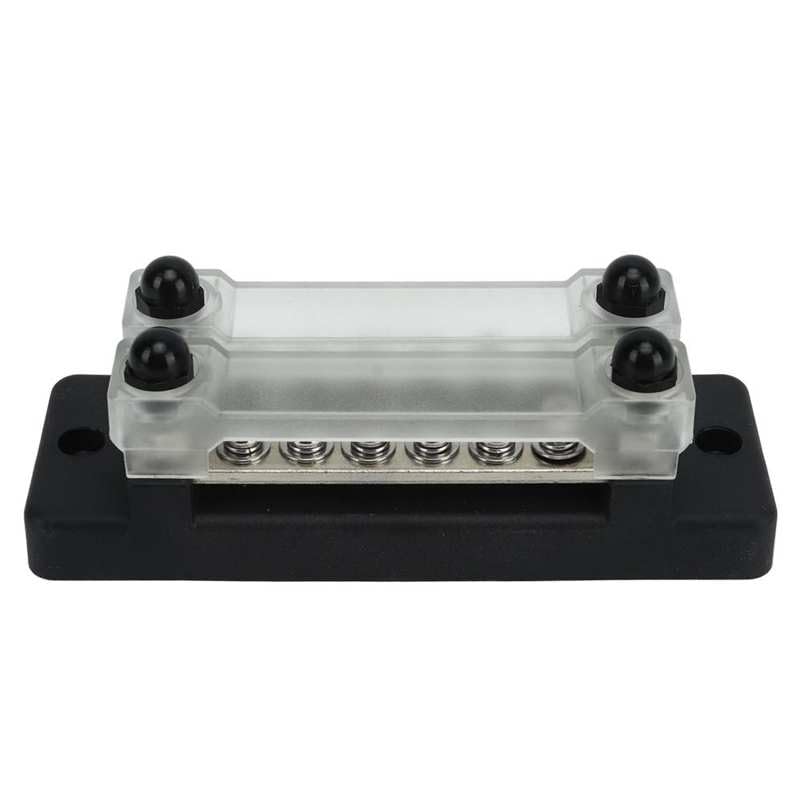 Power Distribution Terminal Block 6 Terminal Battery Bus Bar DC12‑48V AC110‑300V Flame Retardant for Cars for RVs for Boats