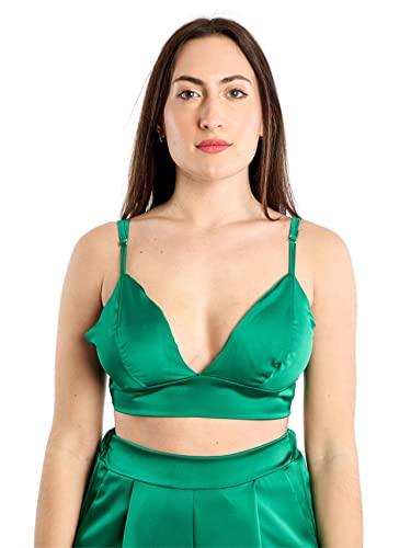 Top brassière en satin brillant Made in Italy avec bretelles réglables pour soirée