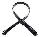 Detroit Leather Shop USA Handmade Slider Buckle Rifle Sling 1.25" Wide Black Buffalo Leather Black H