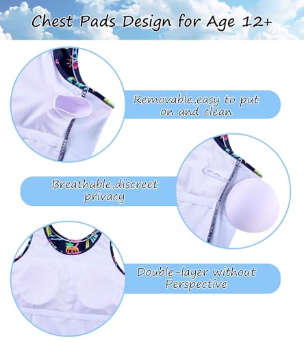 Image of Belovecol Girls Swimsuits Two Piece Tankini Bathing Suits Boyshort Summer Beach Swimwear 4-16Y Removable Bra Pads Above 12Y