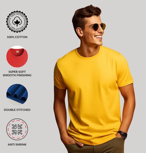 Image of ADRO Men's Cotton Regular Fit Combo Plain Solid T-Shirt Pack of 2
