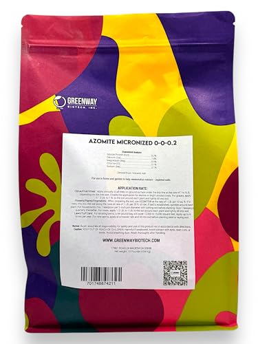 Greenway Biotech, Inc. Azomite Rock Dust Volcanic Ash Organic Fertilizer with Micronutrient & Trace Minerals- Natural Mineral Soluble Plant Fertilizers for Enhances & Increases Crop Yield (10 Pounds)
