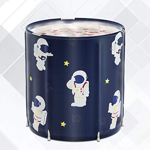 Portable Bathtub for Adults,Foldable Portable Soaking Bath Tub for Shower Stall,DAILYLIFE Tub Portable with Thermal Foam,Freestanding,Folding & Soaking Spa Bath Tub for Small Spaces,Astronaut Blue