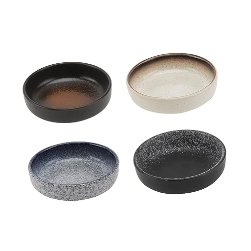 Cabilock 4Pcs Ceramic Sauce Tray Seasoning Dishes for Appetizers Practical Plates for Condiments for Home Restaurants and Dining