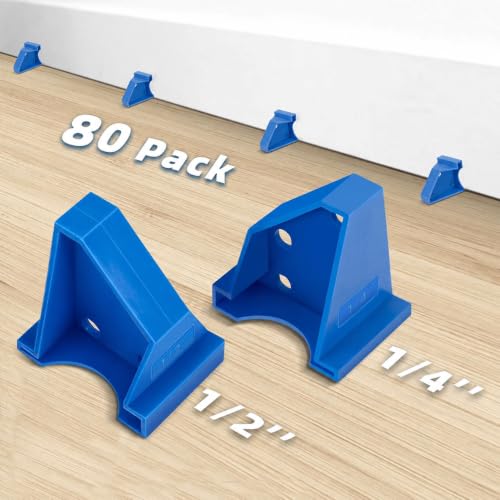 Image of Upgraded 80 Pack Flooring Spacers Laminate Flooring Installation Kit with 1 /4 inch & 1 /2 inch Gap, Wood Floor Install Tool for Laminate, Vinyl Plank, Hardwood, LVT, Bamboo and Floating Floor Installation