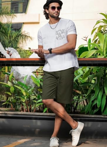 Image of Vogaan Men's Multi Color Linen Cotton Shorts | Regular Fit Casual Summer Shorts with 3 Pockets