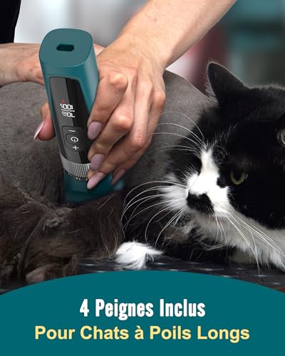 Tondeuse pour chat silencieuse pour poils longs avec écran LCD IPX6