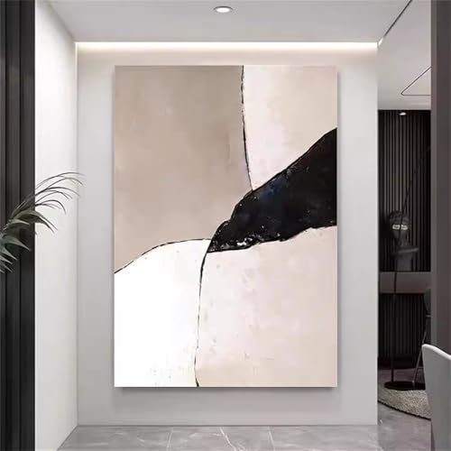 Peinture abstraite bleue pour habiller un grand mur vide de salon