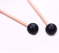 Vista 5 de 2pcs Bell Mallets de madera Palillos de tambor de goma negra xilófono Mazo de percusión con mango de madera Instrumentos Principiantes Baquetas
