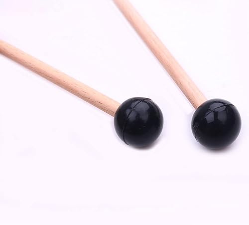 Miniatura 5 de 2pcs Bell Mallets de madera Palillos de tambor de goma negra xilófono Mazo de percusión con mango de madera Instrumentos Principiantes Baquetas de