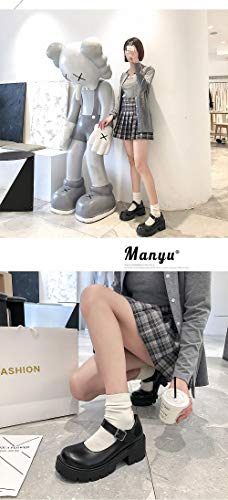 Image of Women's Platform Mary Janes Heart Cat Buckle Rivets Ankle Lolita Gothic Princess Platform Pumps Patent Leather Thorn Vintage Traditional Embroidery Upper Dress Shoes