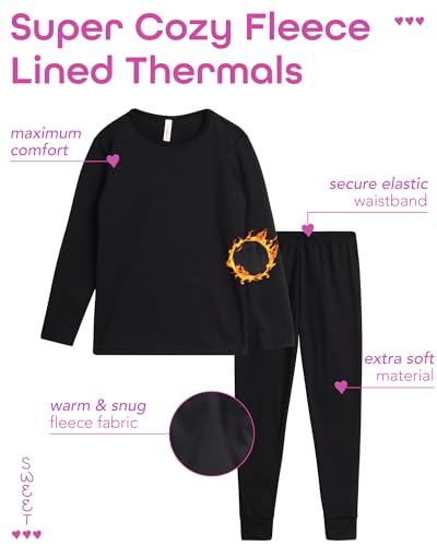 Sweet Hearts Girls Thermal Underwear Set - 2 Piece Fleece Lined Top & Long Johns Thermal Leggings: Made in USA (2T-16)2