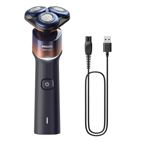 Philips X5012/00 Serie 5000 Afeitadora Eléctrica para Hombre, Maquina de Afeitar Barba con Barbero desplegable, Tecnología SkinProtect, Cabezal Flexible 360, Carga 1 h/Carga óptima 5 min, Naranja