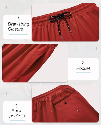 Image of Gleeease 5inch Mens Swim Trunks: 2 in 1 with Compression Liner Lined Soft Stretch Quick Dry Solid Pockets Drawstring Beach