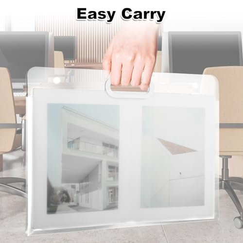 Image of 2 Pack Plastic Art Portfolio, 17 inch x 13 inch Art Portfolio Folder for Artwork, Large Art Portfolio with Handles Portfolio Bag Arts Storage Case for Drawing Sketch Photography Poster