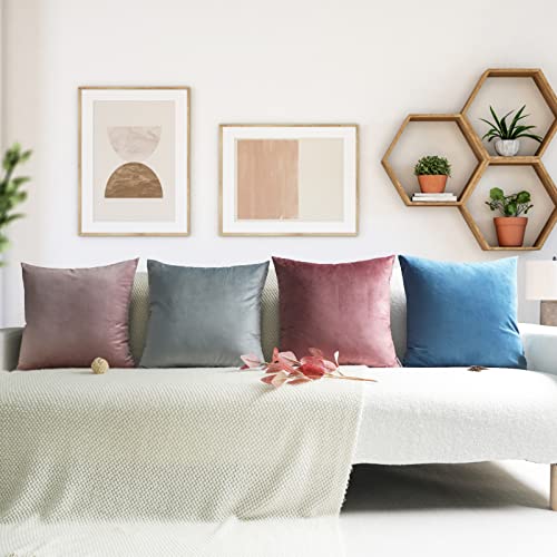 Mekajus Throw Pillow Covers 18X18 Set Of 4 Decorative Pillow Covers Soft Velvet Pillow Covers Couch Pillows For Living Room Sofa Car Home Decor (Pink/Blue) #TOP1