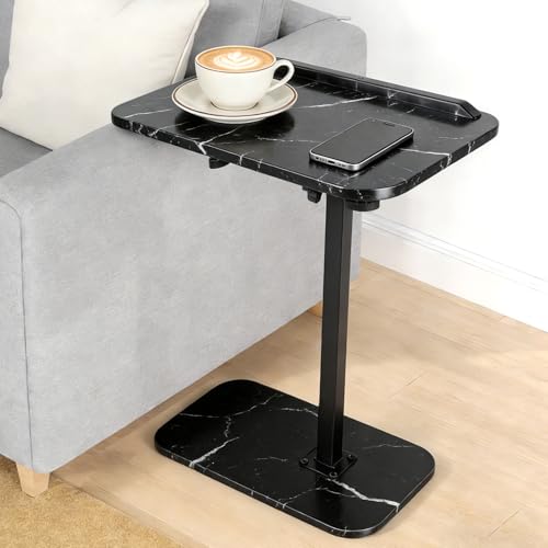 LONGSHINING �T�C�h�e�[�u�� ���~�� �^�u���b�g�EPC�f�X�N ��39.5×���s29.5×����45-75cm �������߁E�V�p�x�����\ �x�b�h�e�[�u�� ���e�[�u�� 360�x��] ��Ɨp �d���p �ȃX�y�[�X �ړ��֗� �g���ȒP(�u���b�N, B�^�C