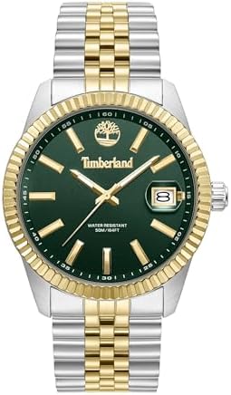 Timberland Men's Northerd Stainless Steel Bracelet Casual Watch, TDWGH0083703, Green/Silver, 41 mm