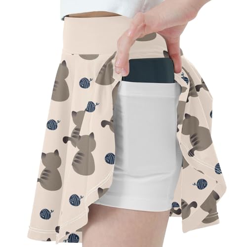 Girls Skorts High Waist Athletic Skirts with Shorts Cute Cat Stretchy Teens Performance Tennis2