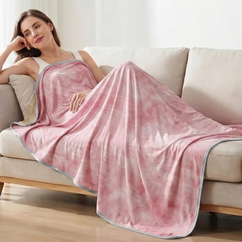 Image of Guohaoi Cooling Throw Blanket for Hot Sleepers, Twin Size 60''x90'' Lightweight Breathable Summer Bed Blanket for Couch, Arc-Chill Q-Max >0.5 Cool Fiber, Lightweight Blanket Pink