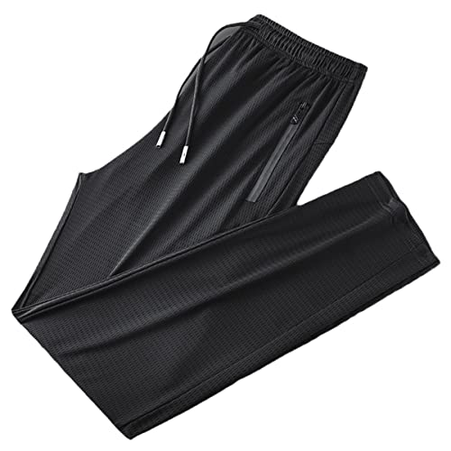 Pantalon en soie glacée noire Roquorl 4XL pour homme décontracté
