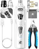 LOPSIC Dog Nail Grinder with 2 LED Lights Powerful 2-Speed Dog Nail Trimmers with 3 Grinding Wheels Super Quiet Rechargeable Pet Dog Nail Clippers Kit for Large Medium Dogs Cats Small Animal Nail Care