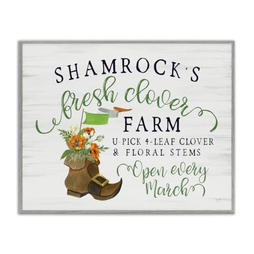 Shamrock Clover Farm Typography Sign, 24 x 30 Inch Framed Giclée Print