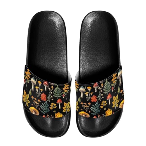 Slide Sandals for Women Casual Open-Toe Soft-Soled Non-Slip Single-Strap Sandal Indoor and Outdoor Home Shoes Versatile Styles Black Size 6-13.5