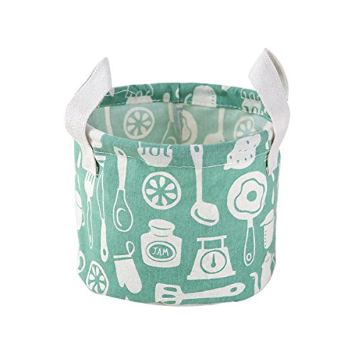 Foldable Storage Bag Cotton Fabric Collapsible Laundry Basket Dirty Clothes HamperGreen